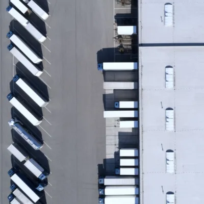 overhead view of commercial trucks