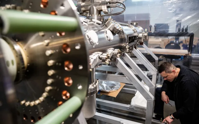 The first plasmas created in FuZE-Q, shown here during assembly, represent a key step towards fusion experiments with net energy output.