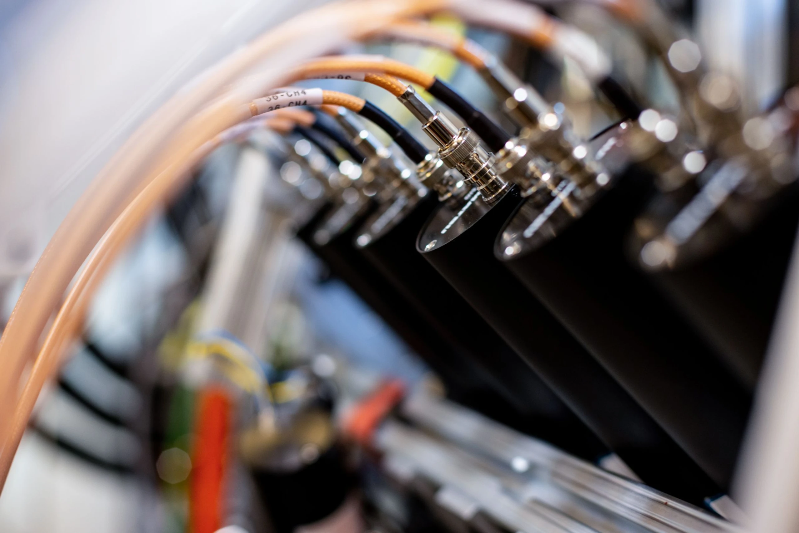 Photo of neutron detectors in a row