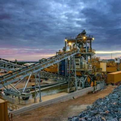 outdoor industrial mineral processing facility