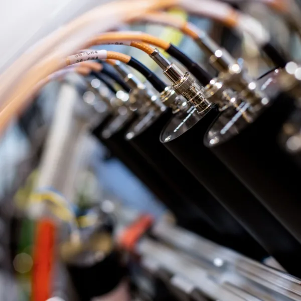 Photo of neutron detectors in a row